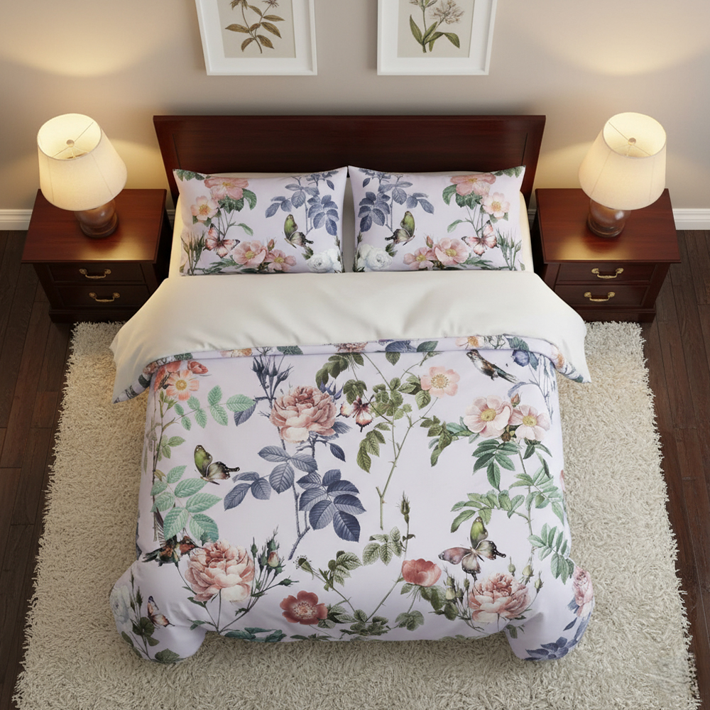 Cathy Vintage Floral & Bird Print Modern Duvet Cover Quilt Cover Set Bộ đồ giường