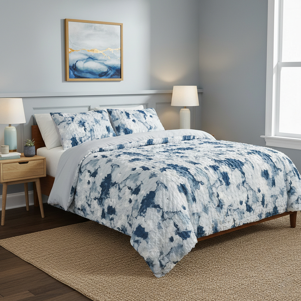 MilahTie-Dye Màu nước Seersucker Duvet Cover Quilt Cover Set Bộ đồ giường