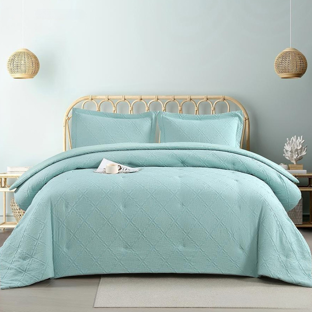 Lusso Kết cấu hình học Kim cương dập nổi Vỏ chăn Bộ vỏ chăn Bộ đồ giường