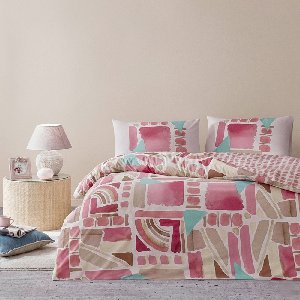 Armando Màu nước Hình học Có thể đảo ngược In Duvet Cover Quilt Cover Set Bộ đồ giường