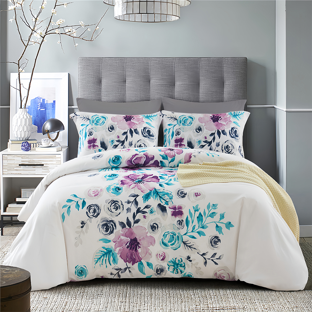 Bộ vỏ chăn bông in hoa thực vật Sianna Bộ vỏ chăn ga gối đệm