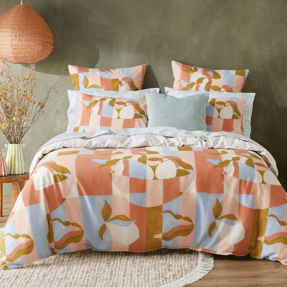 Coleraine Màu Nước In Hình Học Nguyên Chất Microfiber Cotton In Hình Túi Đựng Chăn Màn Vỏ Chăn Bộ Bộ Chăn Ga Gối