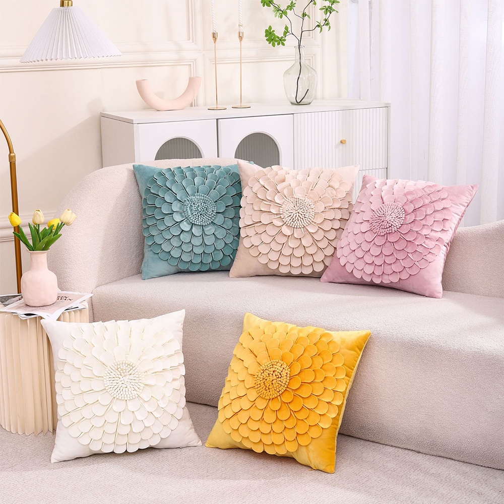 Gối trang trí đệm hoa 3D thủ công